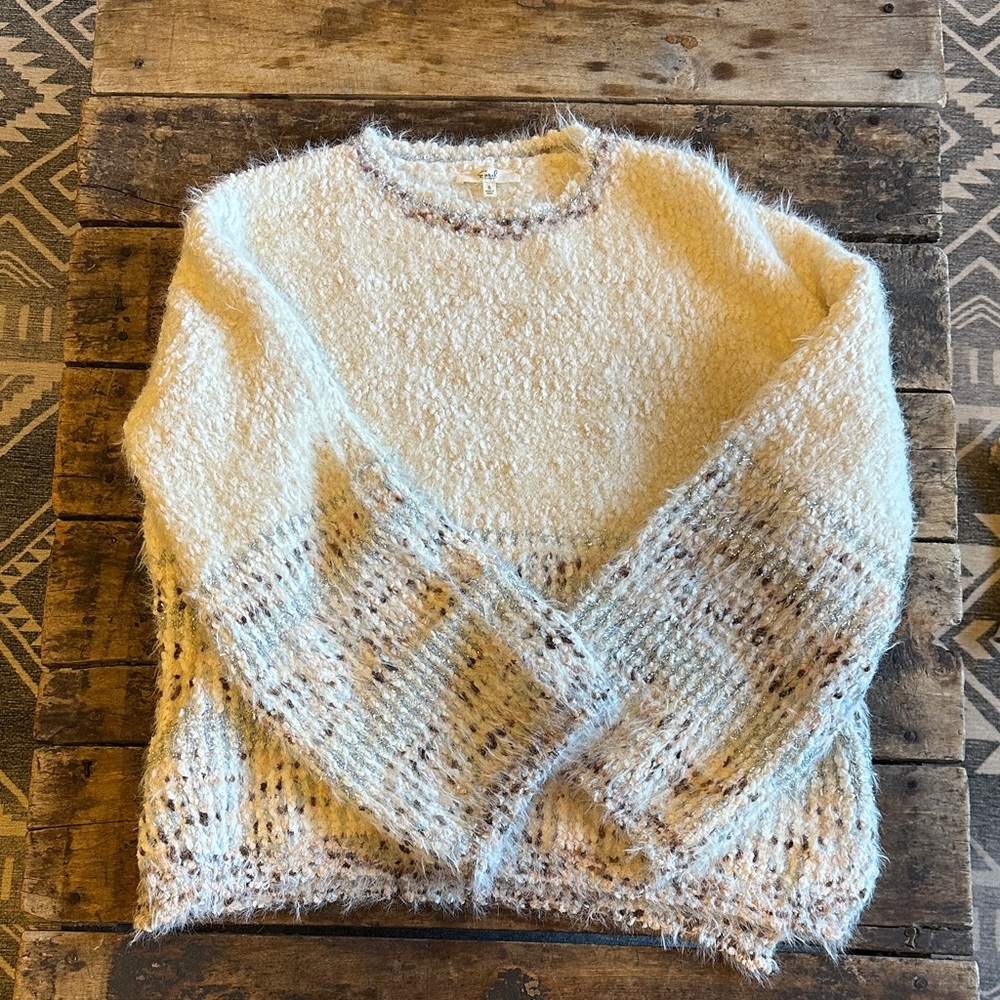 Elegant Cream and Tan Textured Sweater